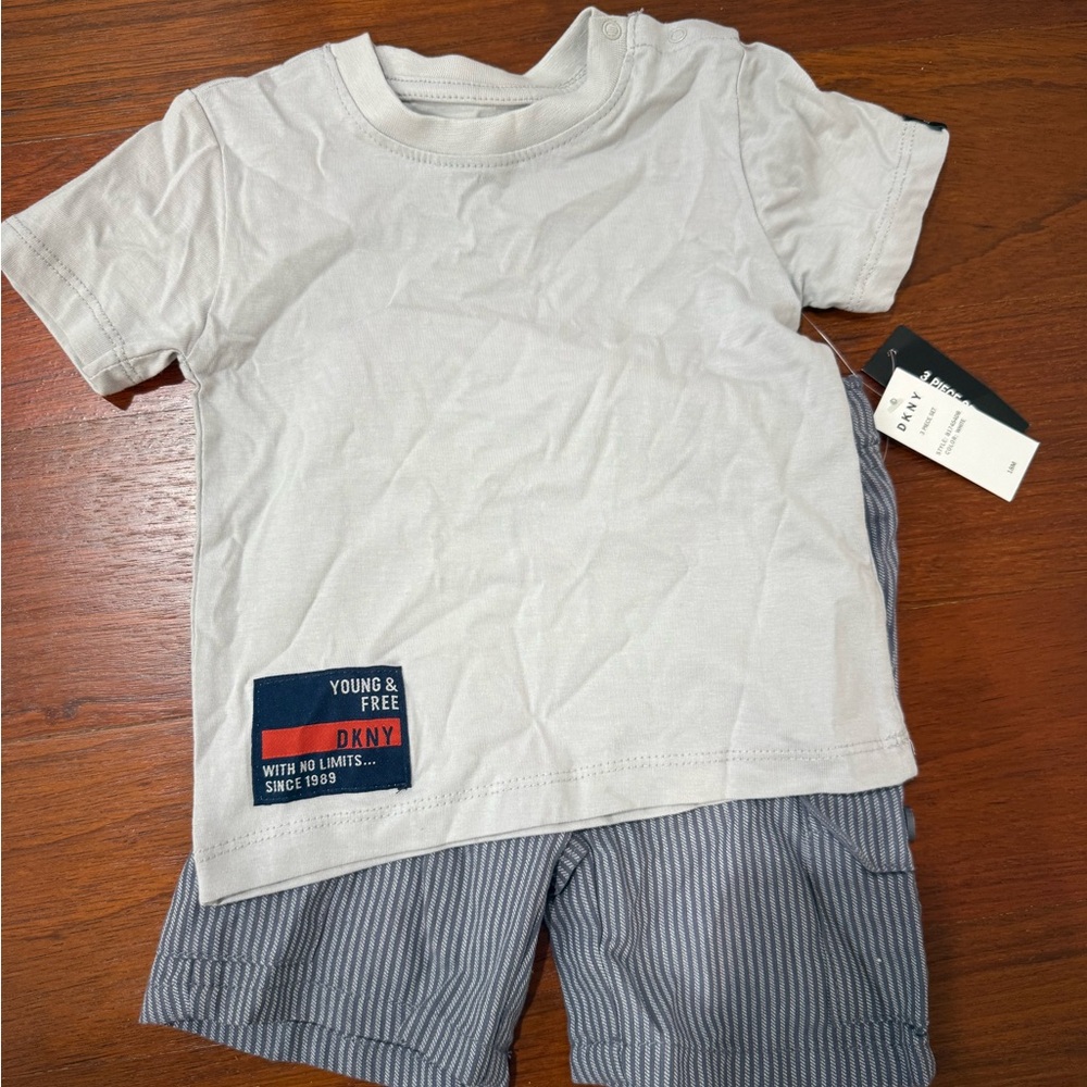 DKNY White Tee with Striped Shorts for Kids